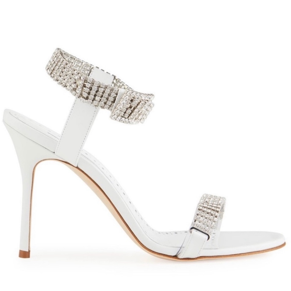 Manolo Blahnik Bashifa Leather & Crystal Sandals